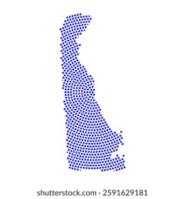 Abstract graphic Delaware map from pixel blue on a white background. Vector illustration.