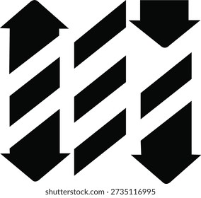 Abstract graphic design with alternating up and down arrows in black and white creating movement
