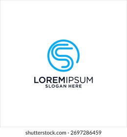 Abstract Graphic Design With Circular Blue S Letter Symbol Inside Circle and White Background