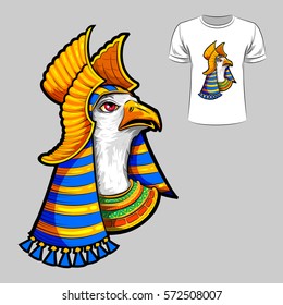 Abstract graphic design of Egyptian bird for t-shirt or banner print. Vector illustration