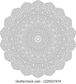 Abstract graphic design element. Mandala lacy outline ornamental pattern. Coloring book page for adults.