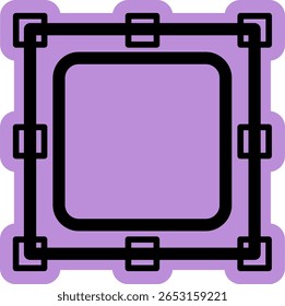 Abstraktes Grafikdesign-Element: Lila Quadrat mit Auswahlrahmen