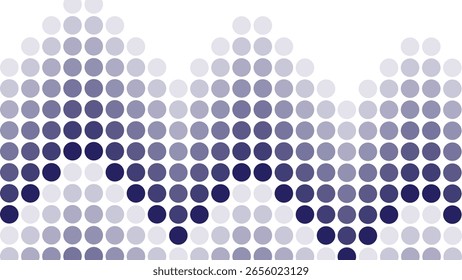 An abstract graphic design featuring a repeating circular pattern in shades of gray and dark blue. The circles create a wavy effect.