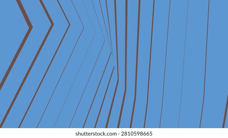 An abstract graphic design featuring a series of dark brown diagonal lines creating a chevron or V-shaped pattern against a solid light blue background.