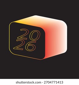 Diseño gráfico Abstractas que presenta el año 2026 con un vibrante color degradado, que simboliza el futuro año nuevo y los próximos eventos.