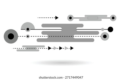 Figuras de design gráfico abstrato Hi Tech Idea with Lines and Geometric Monochrome. Elementos de design gráfico e arte vetorial de recursos