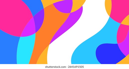 Abstract graphic design with flowing, overlapping shapes in vibrant colors