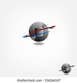 Abstract graphic design - globe with arrows