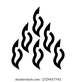 Icono de Diseño gráfico Abstractas que muestra múltiples llamas negras bailando hacia arriba, creando un símbolo estilizado de fuego, calor y calor ideal para varias aplicaciones digitales e impresas