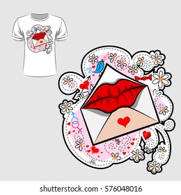 Abstract graphic design of love and Valentine for t-shirt or banner print. Vector illustration