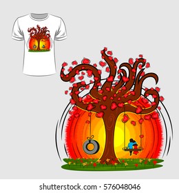 Abstract graphic design of love and Valentine for t-shirt or banner print. Vector illustration
