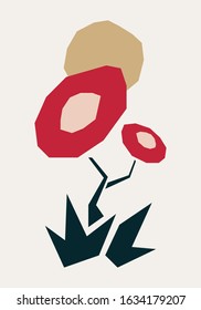 Abstract graphic design with organic shapes. Modern illustration collage exotic jungle and plants.