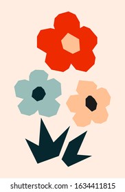 Abstract graphic design with organic shapes. Modern illustration collage exotic jungle and plants.