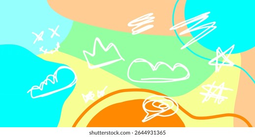 Abstract graphic design with playful shapes and colors