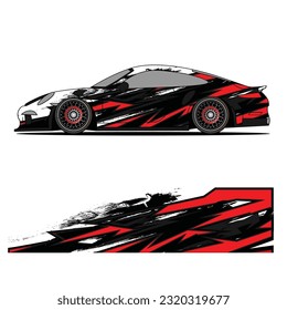 Abstract graphic design of racing vinyl sticker for racing car