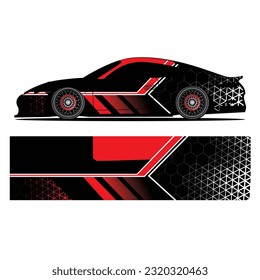 Abstract graphic design of racing vinyl sticker for racing car