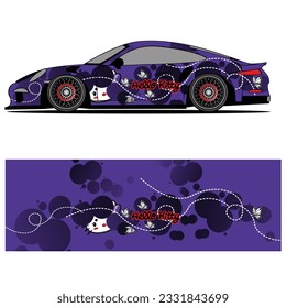 Abstract graphic design of racing vinyl sticker for racing car advertising