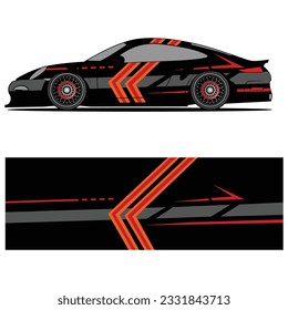 Abstract graphic design of racing vinyl sticker for racing car advertising