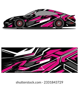 Abstract graphic design of racing vinyl sticker for racing car advertising