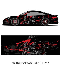 Abstract graphic design of racing vinyl sticker for racing car advertising