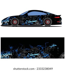 
Abstract graphic design of racing vinyl sticker for racing car advertising