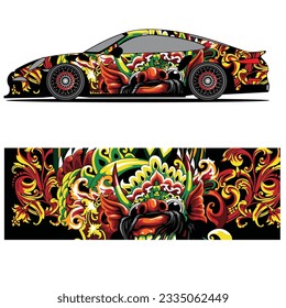 
Abstract graphic design of racing vinyl sticker for racing car advertising