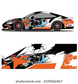 
Abstract graphic design of racing vinyl sticker for racing car advertising