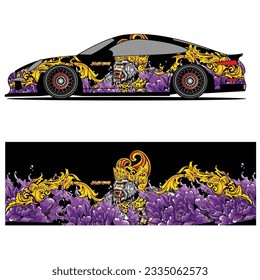
Abstract graphic design of racing vinyl sticker for racing car advertising