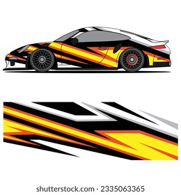 Abstract graphic design of racing vinyl sticker for racing car advertising