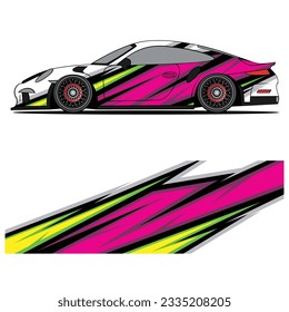 

Abstract graphic design of racing vinyl sticker for racing car advertising