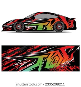 

Abstract graphic design of racing vinyl sticker for racing car advertising