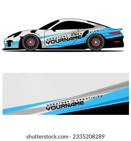 

Abstract graphic design of racing vinyl sticker for racing car advertising