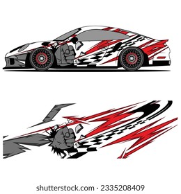 

Abstract graphic design of racing vinyl sticker for racing car advertising