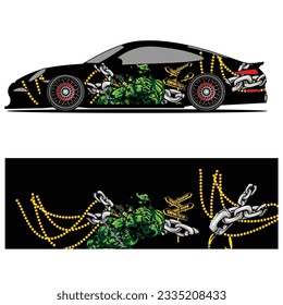 

Abstract graphic design of racing vinyl sticker for racing car advertising