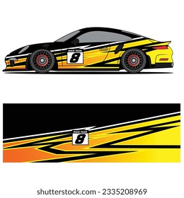 Abstract graphic design of racing vinyl sticker for racing car advertising