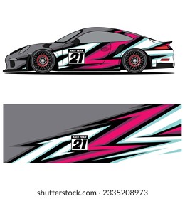 Abstract graphic design of racing vinyl sticker for racing car advertising