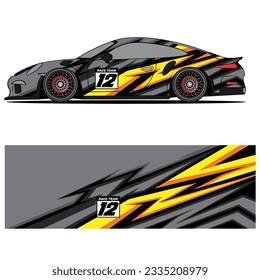 Abstract graphic design of racing vinyl sticker for racing car advertising