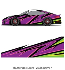 Abstract graphic design of racing vinyl sticker for racing car advertising