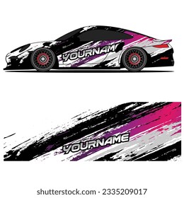 Abstract graphic design of racing vinyl sticker for racing car advertising