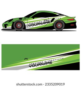Abstract graphic design of racing vinyl sticker for racing car advertising