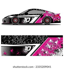 Abstract graphic design of racing vinyl sticker for racing car advertising