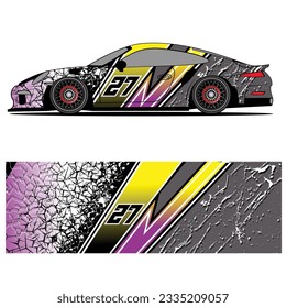 Abstract graphic design of racing vinyl sticker for racing car advertising
