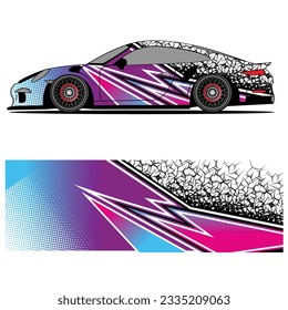 Abstract graphic design of racing vinyl sticker for racing car advertising