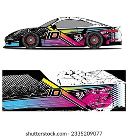 Abstract graphic design of racing vinyl sticker for racing car advertising