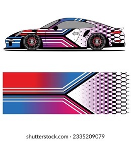 Abstract graphic design of racing vinyl sticker for racing car advertising