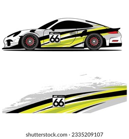 Abstract graphic design of racing vinyl sticker for racing car advertising