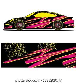 Abstract graphic design of racing vinyl sticker for racing car advertising