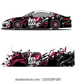 Diseño gráfico abstracto de pegatinas de vinilo para carreras de carros de carreras