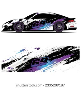 Abstract graphic design of racing vinyl sticker for racing car advertising