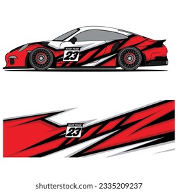 Abstract graphic design of racing vinyl sticker for racing car advertising